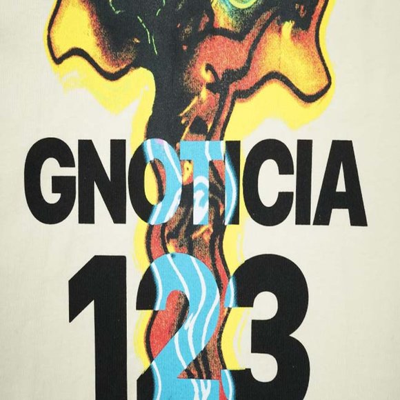 RIVINGTON ROI REBIS Yellow Alphabet Cross Print T-Shirt - Yellow Short Sleeve - Picture 14 of 15